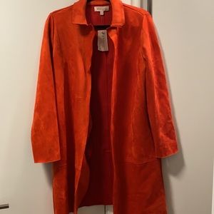 Faux leather orange coat